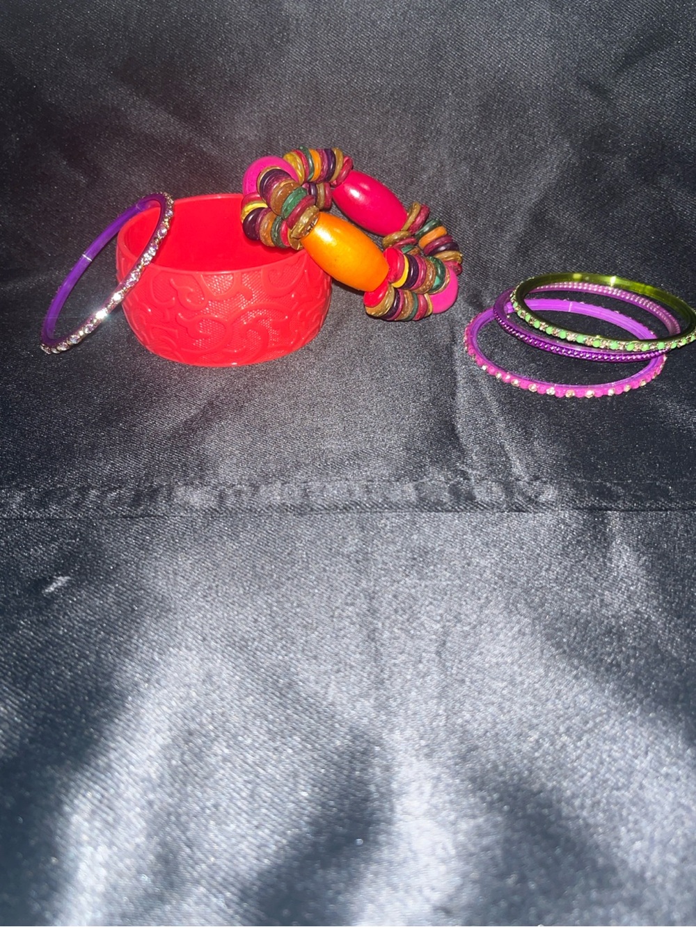 6-Piece Colorful Bracelet Bundle Wooden Beads, Bangles & Cuff